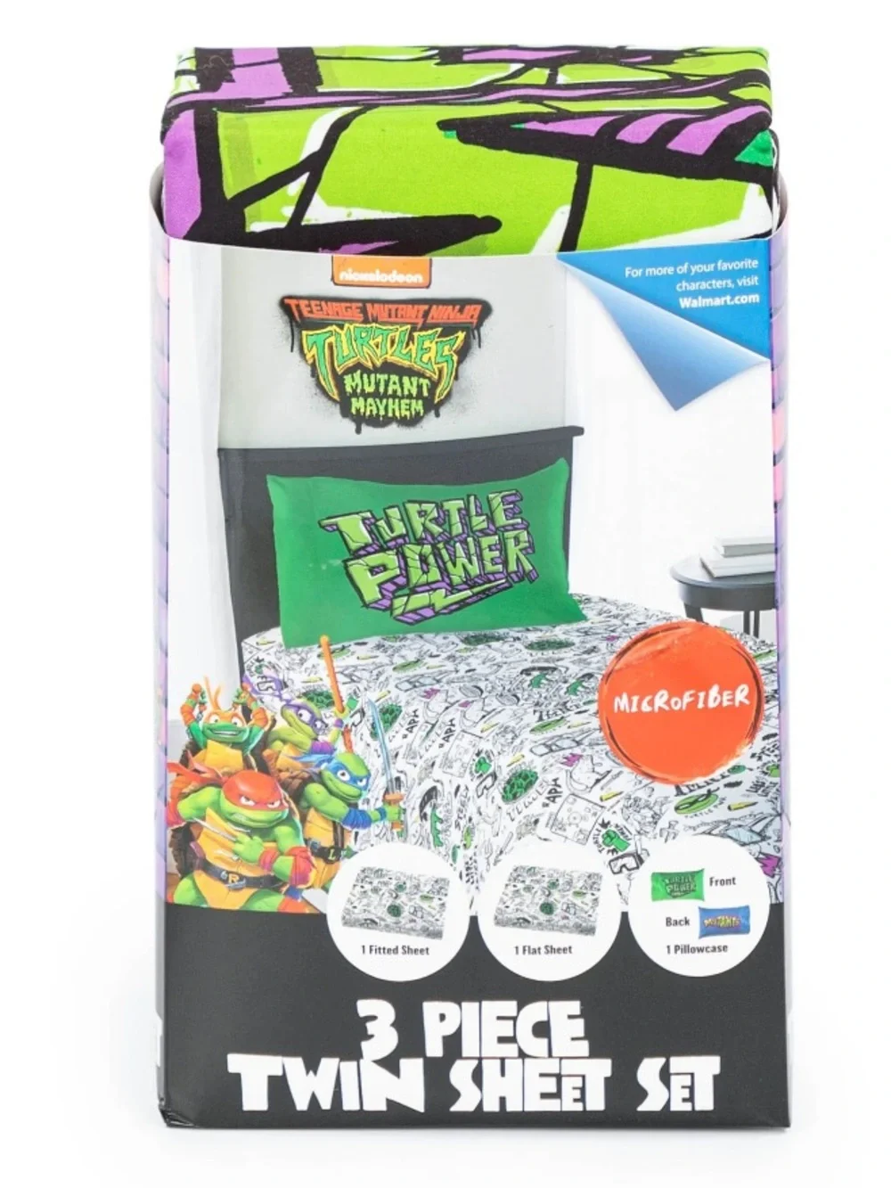 Teenage Mutant Ninja Turtles Kids 3-Piece Twin Sheet Set,Microfiber, Nickelodeon